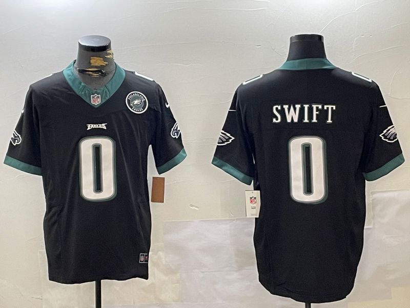 Men Philadelphia Eagles #0 Swift Black 2024 Nike Vapor Limited NFL Jersey style 2